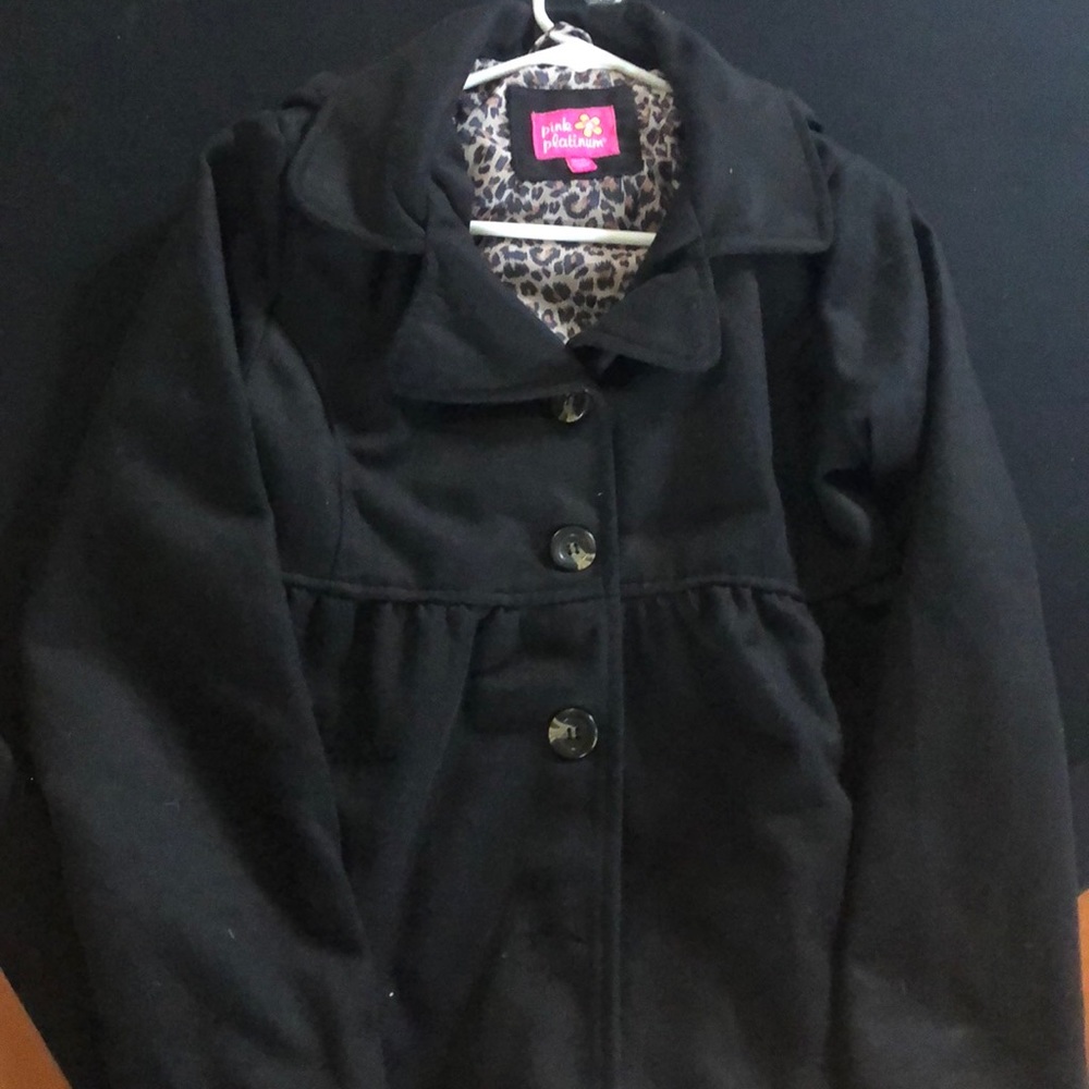 Pink platinum kids pea coat 10/12